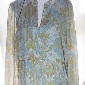 Wonderly Printer Peasant Maxi Dress suze Large New without tag.
